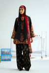 Women's Black Floral Printed Kurta Set with Printed Palazzo & Dupatta
