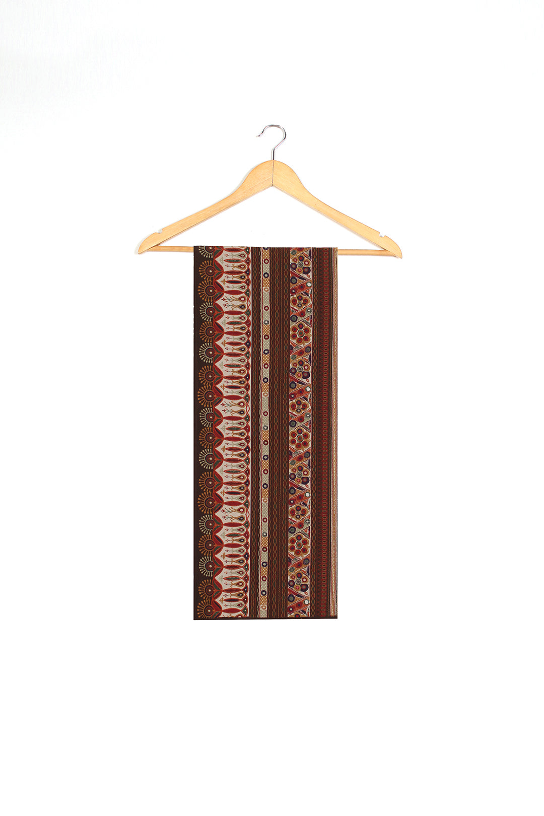 Women's Taupe Tribal Print Straight Kurta Set with Black Dupatta