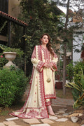 Women's Ivory & Crimson Embroidered Luxury Kurta Set with Dupatta