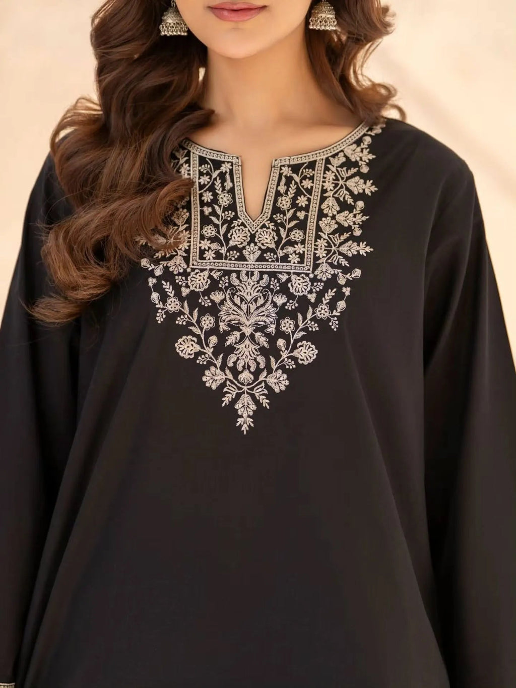 Women's Midnight Black Embroidered Kurta Palazzo Set