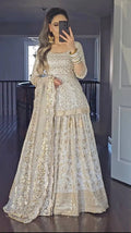 Ivory Mirror Work Sharara Set with Embroidered Dupatta