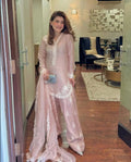 Blush Pink Embroidered Suit Set with Net Dupatta