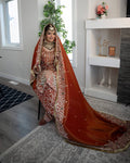 Crimson Red Embroidered Pakistani Suit Set with Palazzo & Dupatta