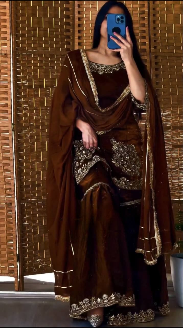 Wine Red Tiered Anarkali Gown for Women