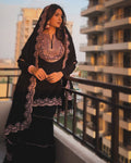 Black Embroidered Pakistani Suit Set with Dupatta