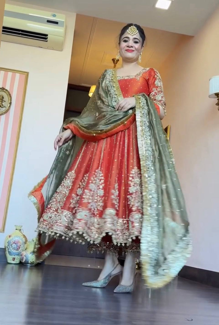 Women's Bridal Red Heavy Embroidered Lehenga Choli with Dupatta