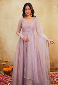 Women's Lavender Embellished Anarkali Gown with Dupatta