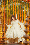 Women's Ivory White Anarkali Suit Set with Palazzo and Dupatta