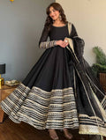 Women's Black Embroidered Anarkali Suit Set with Dupatta