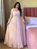 Women's Blush Pink Anarkali Gown Set with Dupatta