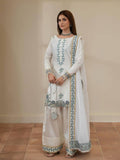 Women's White Floral Embroidered Kurta Palazzo Set with Dupatta