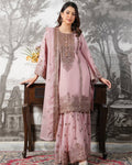Women's Dusty Pink Heavy Embroidered Sharara Suit Set with Dupatta