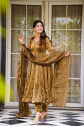 Women's Bronze Brown Anarkali Suit Set with Dupatta