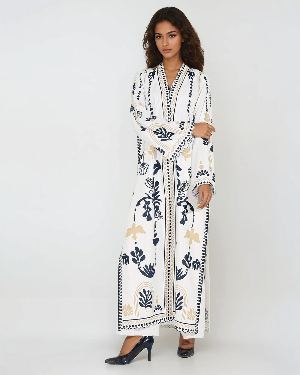 Women's Ivory Botanical Print Straight Kurta Set