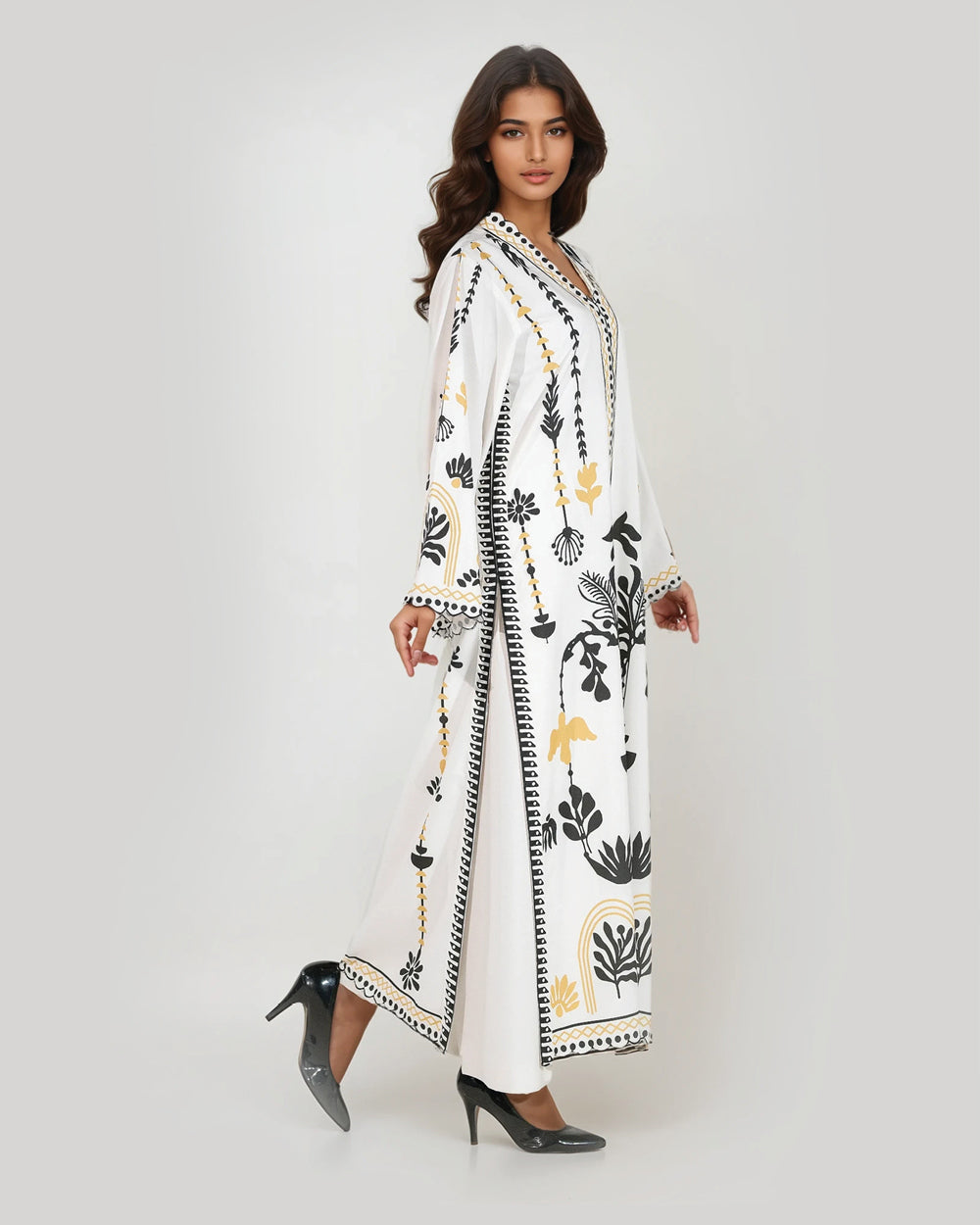 Women's Ivory Botanical Print Straight Kurta Set