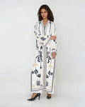 Women's Ivory Botanical Print Straight Kurta Set