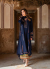 Women's Midnight Blue Embroidered Kurta Set with Sheer Dupatta