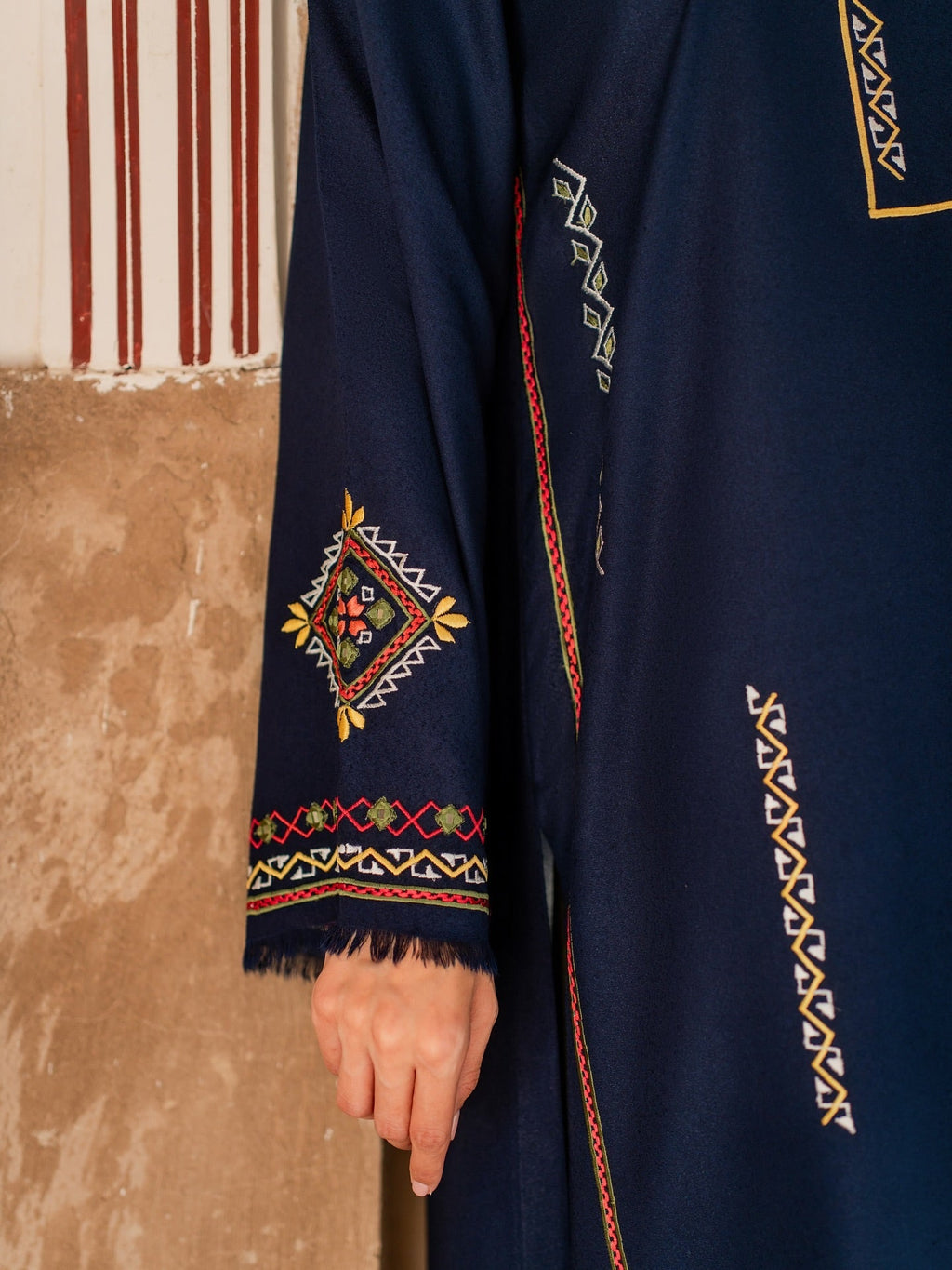 Women's Midnight Blue Embroidered Kurta Set with Sheer Dupatta