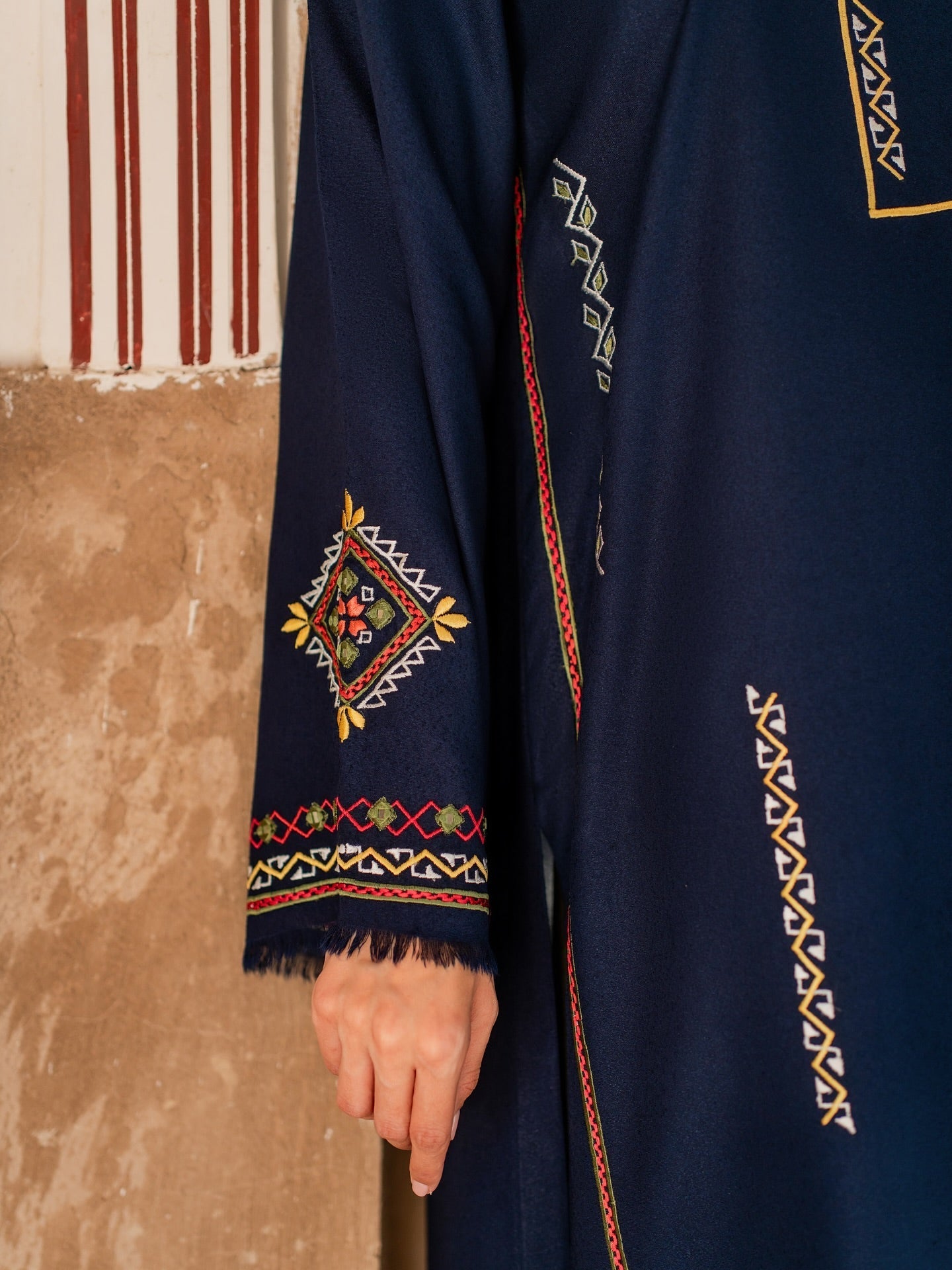 Women's Midnight Blue Embroidered Kurta Set with Sheer Dupatta